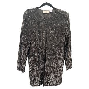 VTG sparkly sequin jacket by Lawrence Kazar 100% silk size small
